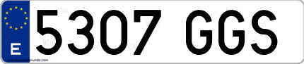 Ejemplo de matrícula de coche ordinaria 5307 GGS