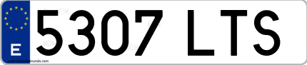 Ejemplo de matrícula de coche ordinaria 5307 LTS