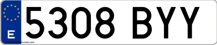 Ejemplo de matrícula de coche ordinaria 5308 BYY
