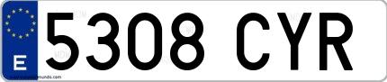 Ejemplo de matrícula española 5308 CYR