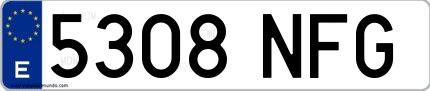 Ejemplo de matrícula española 5308 NFG