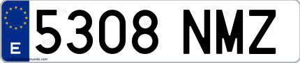 Ejemplo de matrícula española 5308 NMZ