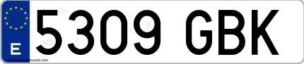 Ejemplo de matrícula española 5309 GBK