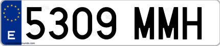 Ejemplo de matrícula de coche ordinaria 5309 MMH