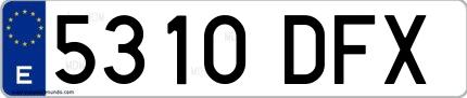 Ejemplo de matrícula española 5310 DFX