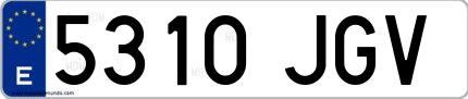 Ejemplo de matrícula española 5310 JGV