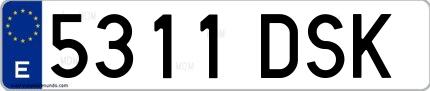 Ejemplo de matrícula española 5311 DSK