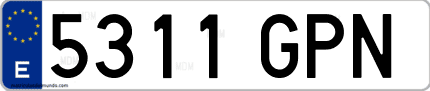 Ejemplo de matrícula de coche ordinaria 5311 GPN