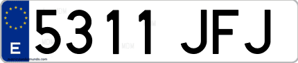 Ejemplo de matrícula de coche ordinaria 5311 JFJ