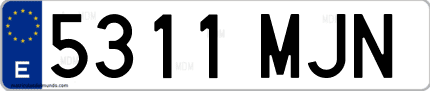 Ejemplo de matrícula de coche ordinaria 5311 MJN
