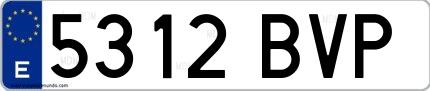 Ejemplo de matrícula española 5312 BVP