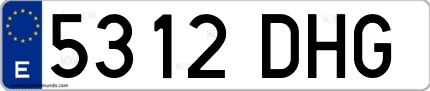 Ejemplo de matrícula de coche ordinaria 5312 DHG