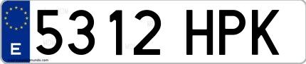 Ejemplo de matrícula española 5312 HPK