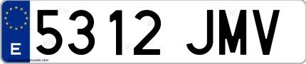 Ejemplo de matrícula española 5312 JMV