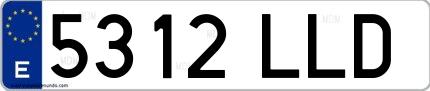 Ejemplo de matrícula española 5312 LLD
