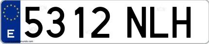 Ejemplo de matrícula española 5312 NLH