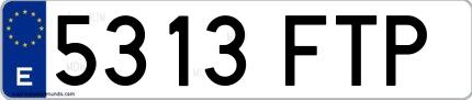 Ejemplo de matrícula española 5313 FTP