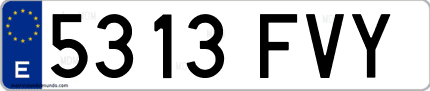 Ejemplo de matrícula de coche ordinaria 5313 FVY