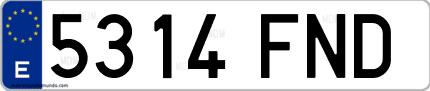 Ejemplo de matrícula de coche ordinaria 5314 FND