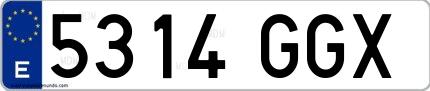 Ejemplo de matrícula española 5314 GGX