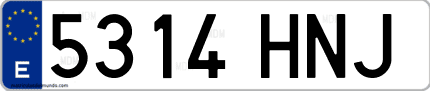 Ejemplo de matrícula de coche ordinaria 5314 HNJ