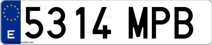 Ejemplo de matrícula española 5314 MPB