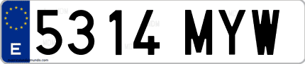 Ejemplo de matrícula de coche ordinaria 5314 MYW