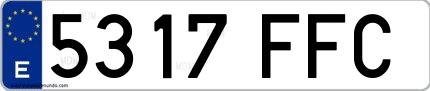 Ejemplo de matrícula española 5317 FFC