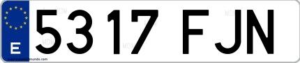 Ejemplo de matrícula española 5317 FJN