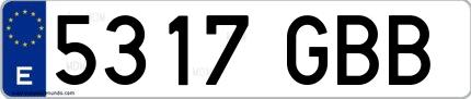 Ejemplo de matrícula española 5317 GBB