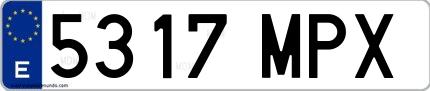 Ejemplo de matrícula española 5317 MPX