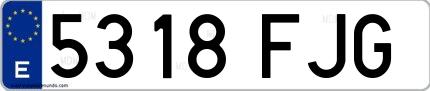 Ejemplo de matrícula española 5318 FJG
