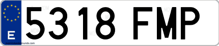 Ejemplo de matrícula de coche ordinaria 5318 FMP