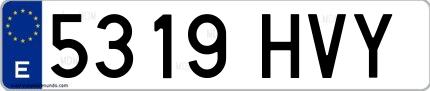 Ejemplo de matrícula española 5319 HVY