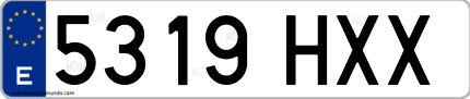 Ejemplo de matrícula de coche ordinaria 5319 HXX