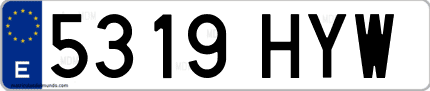 Ejemplo de matrícula de coche ordinaria 5319 HYW