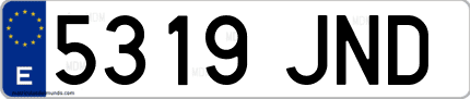 Ejemplo de matrícula de coche ordinaria 5319 JND