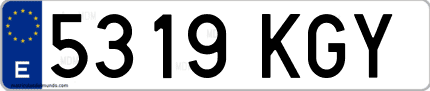 Ejemplo de matrícula de coche ordinaria 5319 KGY
