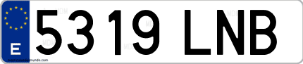 Ejemplo de matrícula de coche ordinaria 5319 LNB
