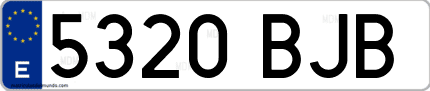 Ejemplo de matrícula de coche ordinaria 5320 BJB