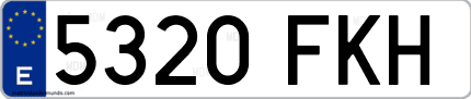 Ejemplo de matrícula de coche ordinaria 5320 FKH