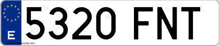 Ejemplo de matrícula de coche ordinaria 5320 FNT