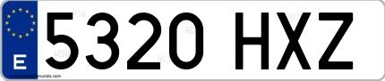 Ejemplo de matrícula española 5320 HXZ