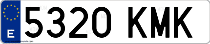 Ejemplo de matrícula de coche ordinaria 5320 KMK