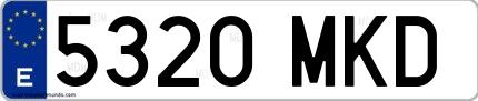 Ejemplo de matrícula española 5320 MKD