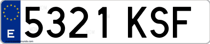 Ejemplo de matrícula de coche ordinaria 5321 KSF