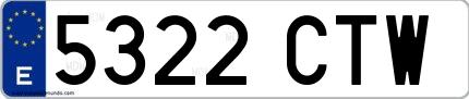 Ejemplo de matrícula española 5322 CTW