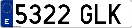 Ejemplo de matrícula de coche ordinaria 5322 GLK