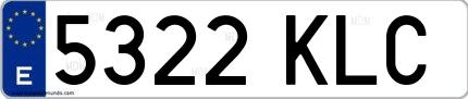 Ejemplo de matrícula de coche ordinaria 5322 KLC