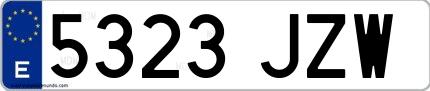 Ejemplo de matrícula española 5323 JZW